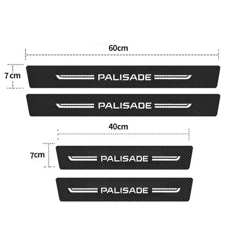 Carbon Fiber Car Door Threshold Stickers Accessories for Hyundai PALISADE Badge Trunk Sill Protect Film Scuff Plate Decals Tape