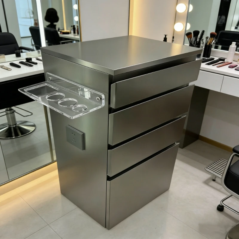 Stainless Steel Modern Hair Salon Tool Storage Cabinet with Drawer Cart-Strong Commercial Use