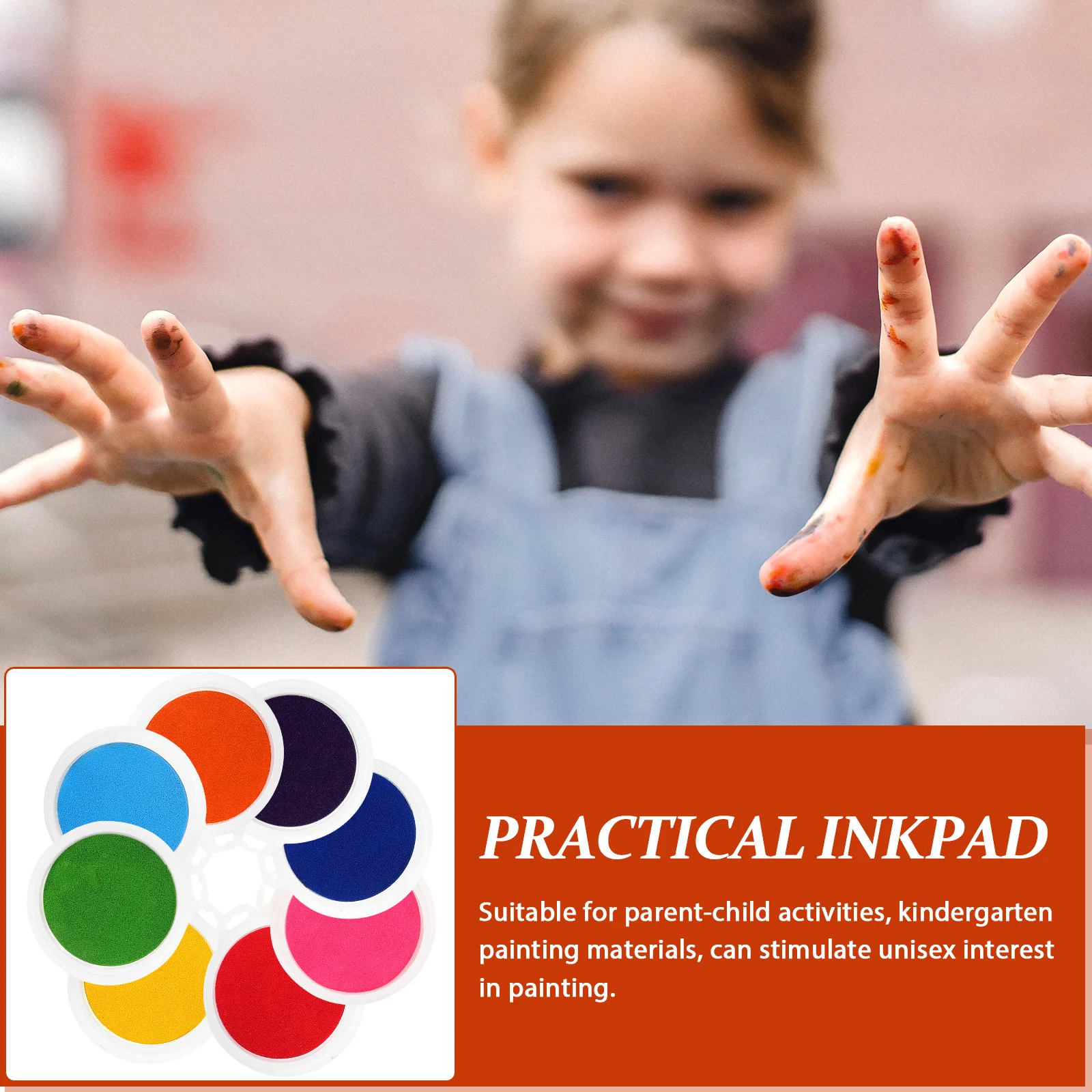 8Pcs Washable Ink Pads for Unisex Kids Creative Stamping Fun Palm Painting Inkpad Set for Kindergarten DIY Art Craft Activities