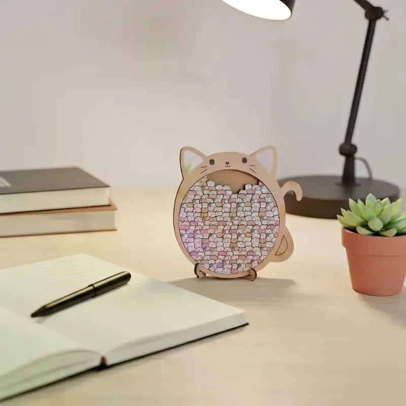 

Cartoon Cat Shaped Wooden Puzzle Toy Cute Fun Cat Pieces Puzzle Kid Adult Educational Toys Christmas Gifts