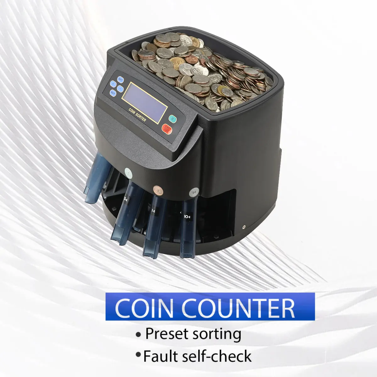 150 عملة/دقيقة عداد فارز العملات المعدنية المهنية الكهربائية آلة أوتوماتيكية شاشة LED آلة عد العملات المعدنية لبنك المتجر