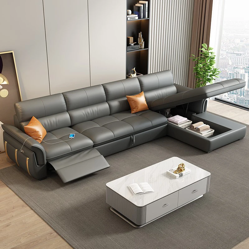 

New Arrival Electric Sectional Sleeper Sofa Bed With Chaise Lounge L Shape Sofa Couch With Footrest