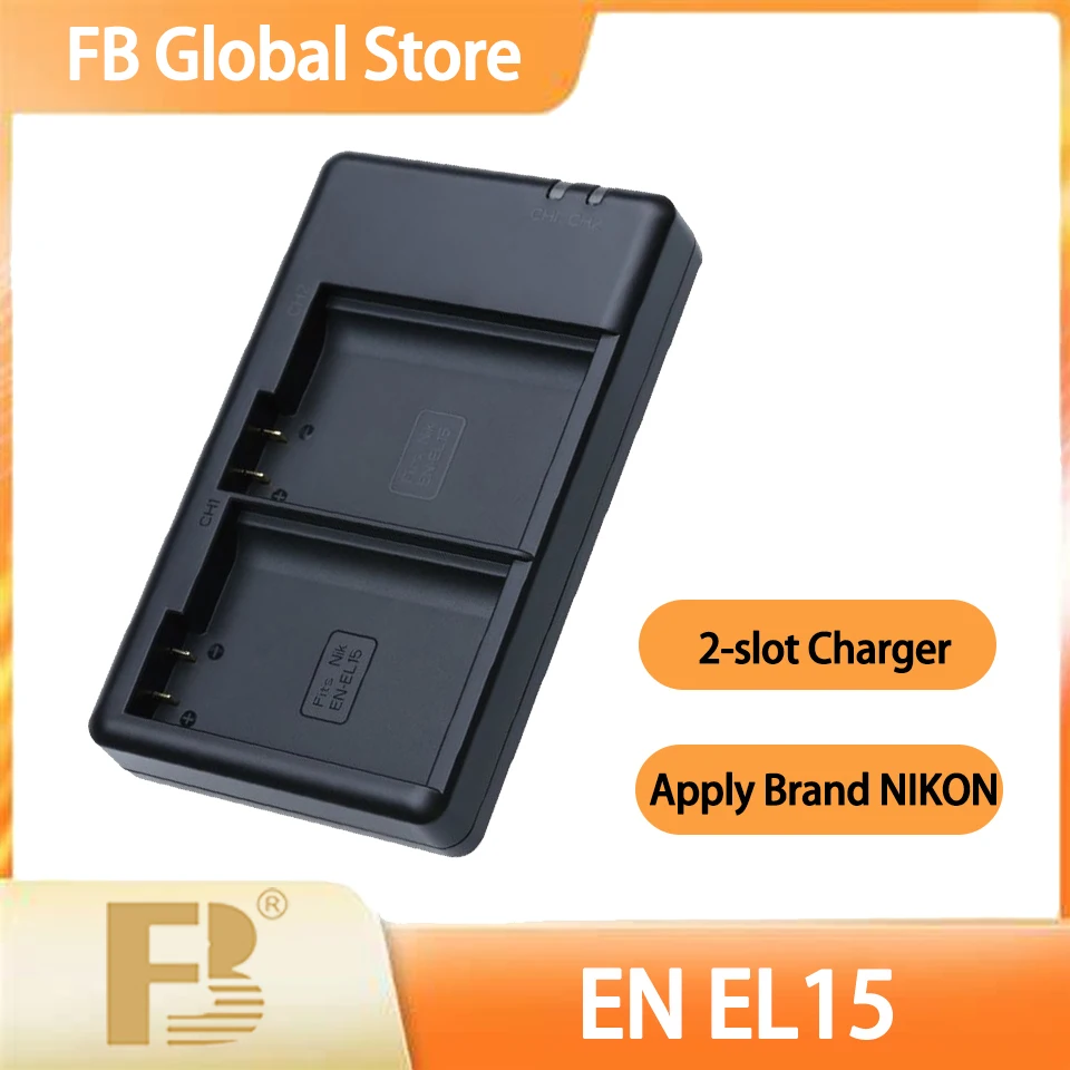 FB EN-EL15 Dual Slot Dual input USB and Type-C Camera battery charger for Nikon V1 D600 D7000 D800 Z6II Z7II D810 D850 D7100