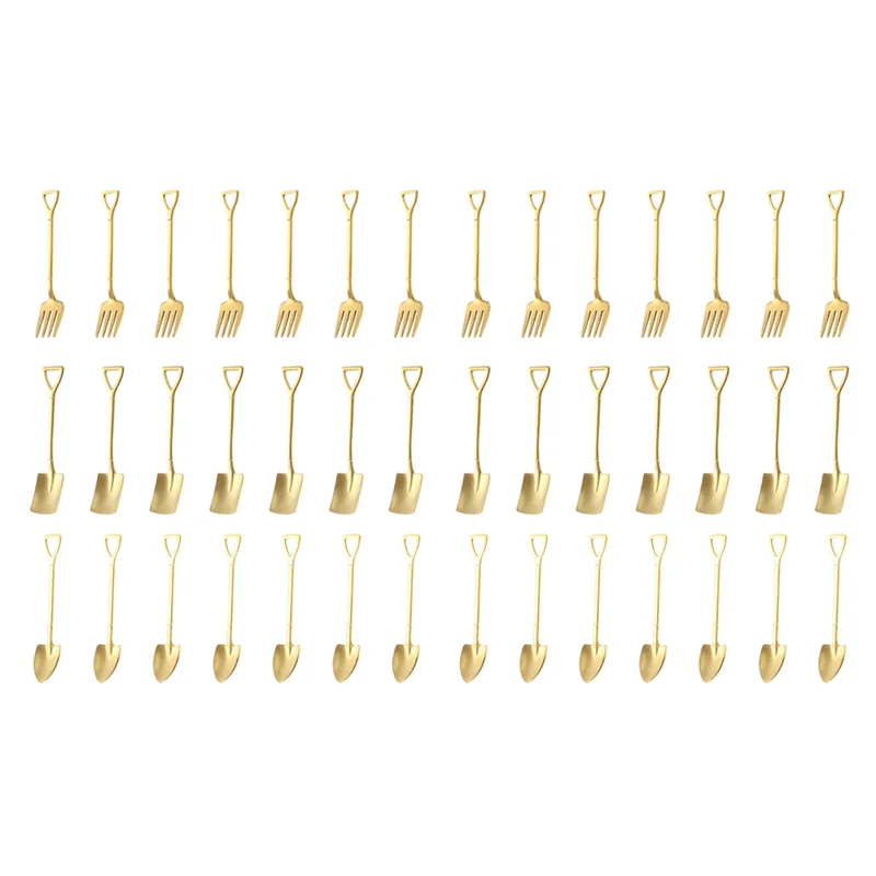 

【DIY DECOR】42PCS Shovel Spoon Stainless Steel Tea Spoon Coffee Spoon Ice Cream Dessert Spoon Tableware Knife Fork Spoon, A