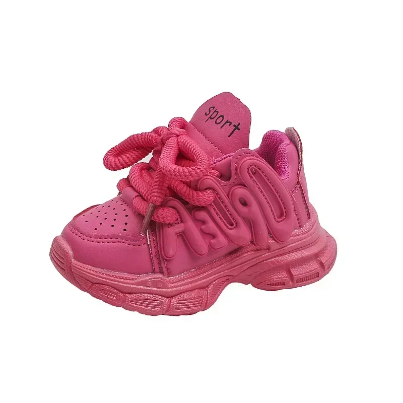 2023 Baby Chunky Shoes Girl Sports Shoes Toddler Boy Fashion Solid Color Sneakers 1-6 Years Kids Casual Breathable Running Shoes