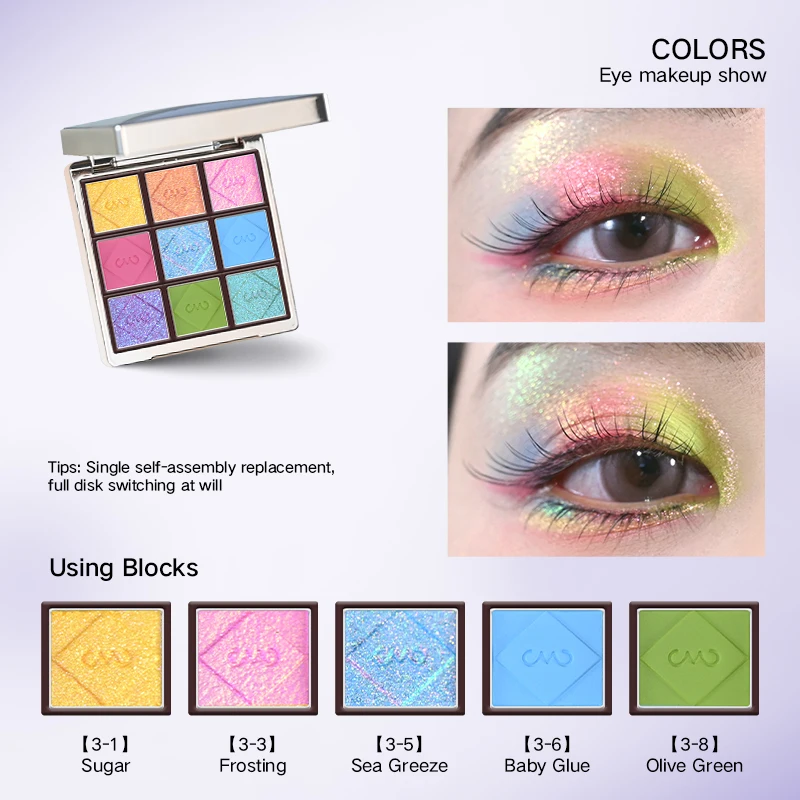 Paleta Cieni do Powiek CHARMACY 33 Kolory Multichrome Wielofunkcyjny Brokat Matowy Róż Konturówka Rozświetlacz Makijaż Oczu