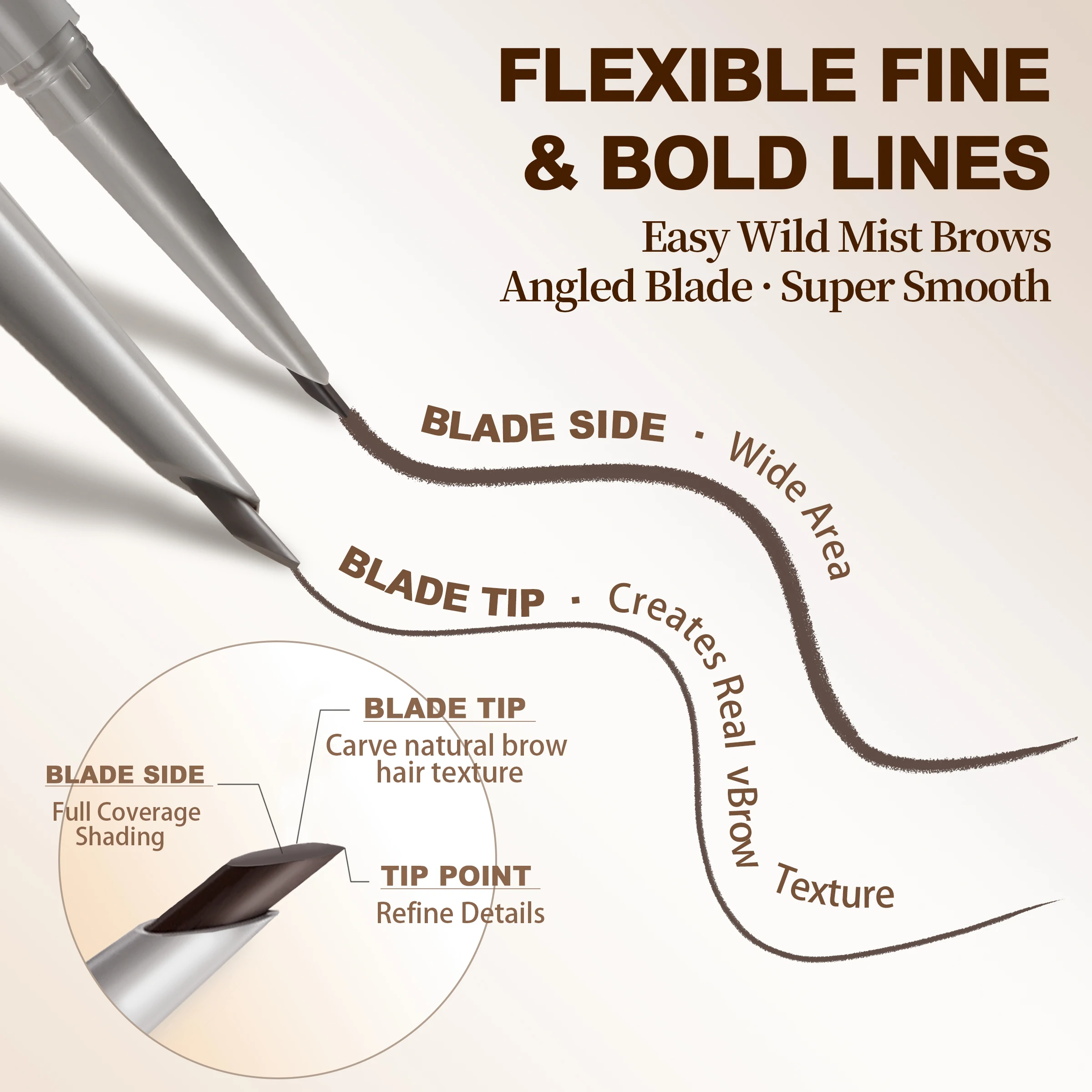 Waterproof Triangle Blade Eyebrow Pencil Create Individual Bristle Effect Sweatproof Long Wearing Eyebrow Pencil For Defined Wil