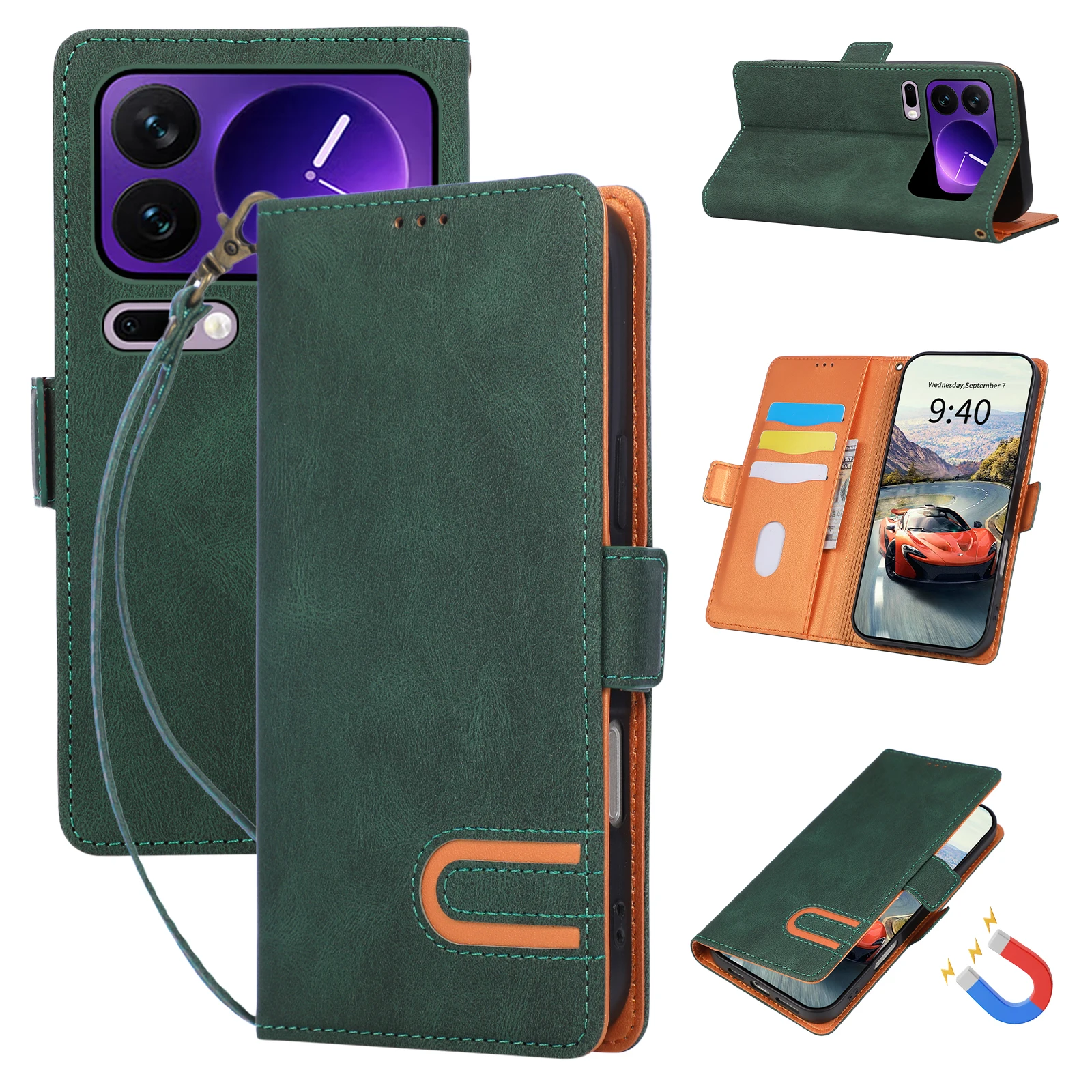 Handgelenkriemen PU-Leder Brieftasche Kartenfach Halter Ständer Handyhülle für Xiaomi 17 15 Ultra 17 Pro Max 17T 15T Pro Schutzhülle