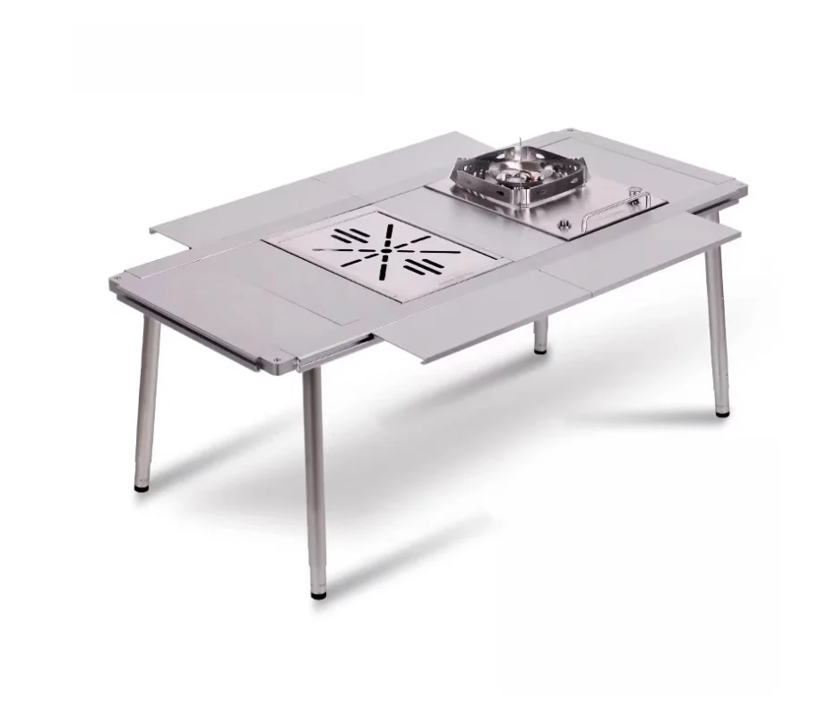 

Modern Portable Black & Silver Aluminum IGT Folding Table for Outdoor Camping & Picnic