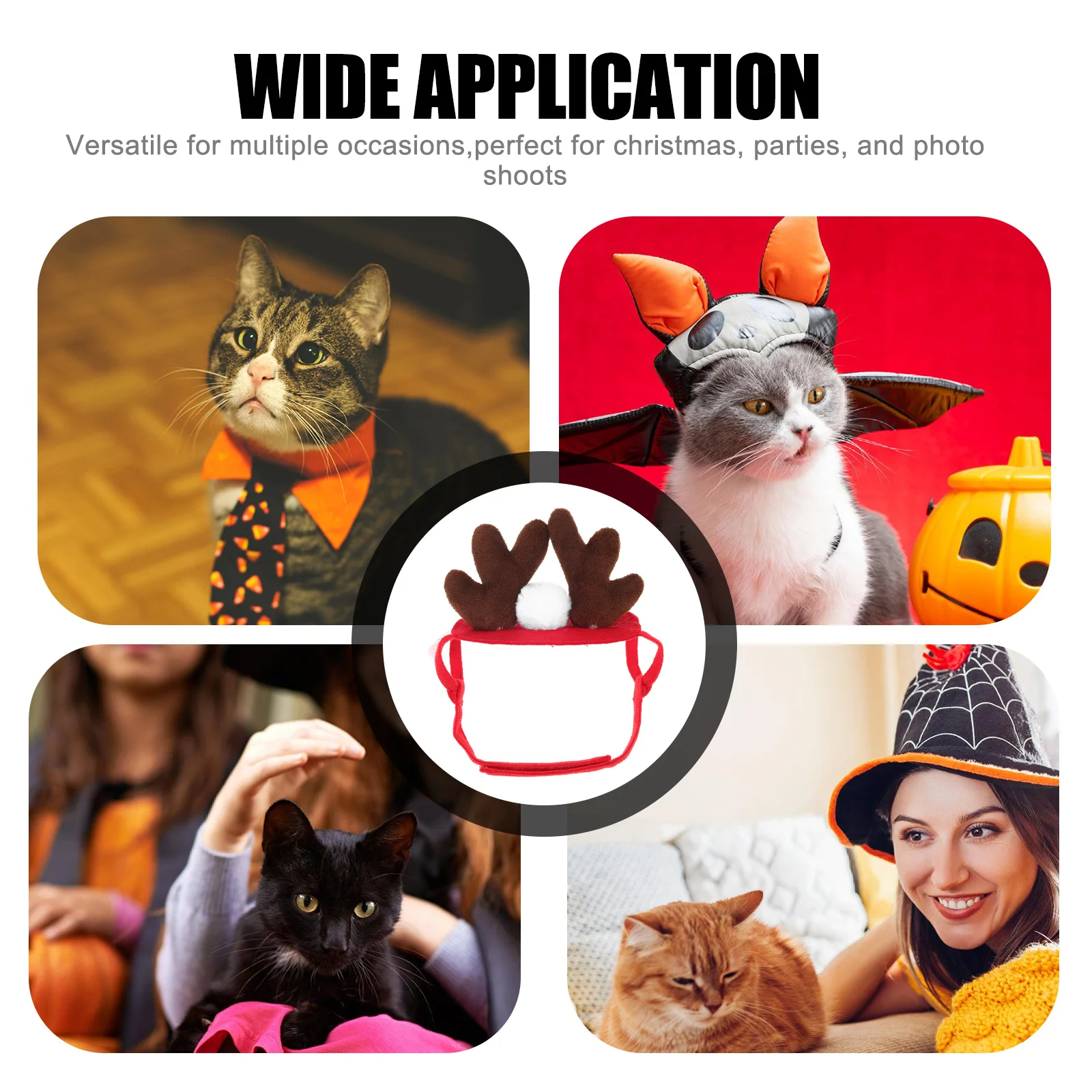 

Deer Horn Christmas Hat Dog Headband Adjustable Pet Party Accessory Cat Costume Decor Puppy Headdress Xmas Pet Hair Clasps