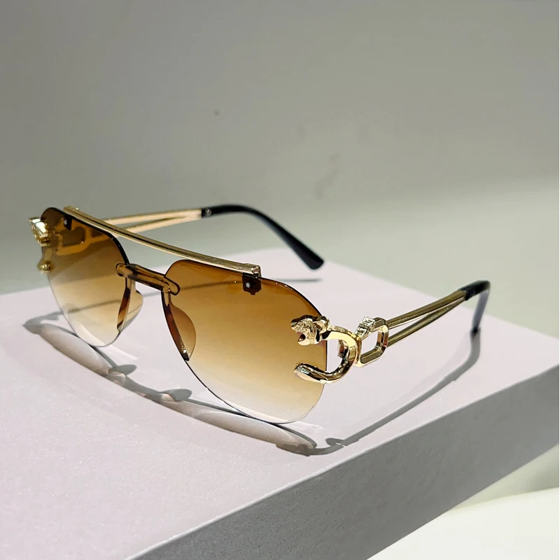 KAMMPT Randloze Pilot Zonnebril Mannen Mode Vintage Gradiënt Casual Shades Vrouwen Trendy Brand Design Outdoor Decor Zonnebril
