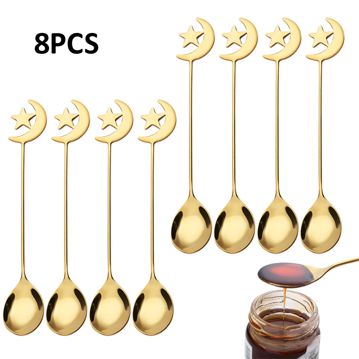 8 stücke 304 Edelstahl Geschirr Set Kreative Sterne Mond Löffel Gabel Besteck Kaffee Löffel Kuchen Gabel Küche Party Geschirr