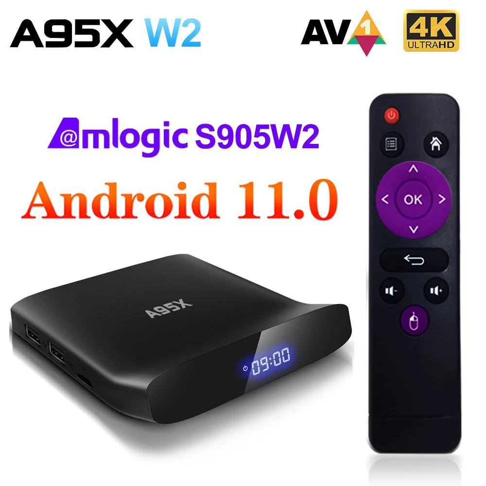 

A95x w2 Android 11 TV Box Amlogic S905W2 4GB RAM 64GB ROM 2.4G 5G Dual Wifi BT5.0 4K Media Player Set Top Box