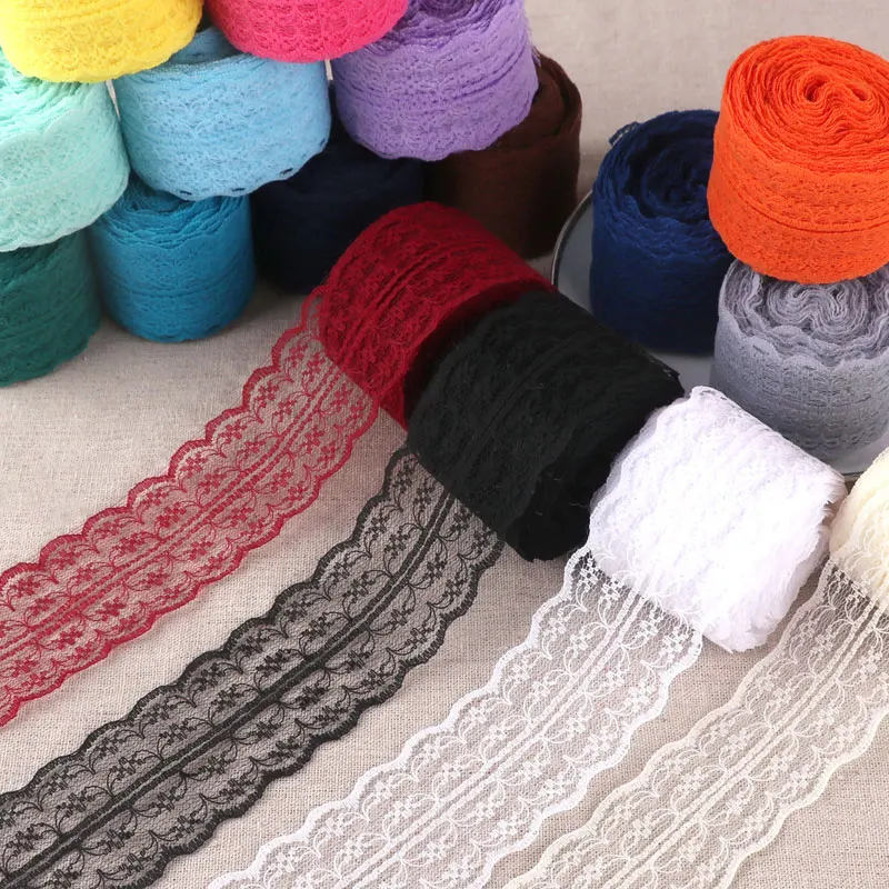 10Meters/Roll 4.5cm Beautiful Lace Trim  DIY Apparel Sewing & Fabric Wedding Christmas Decoration Floral Embroidered Lace Ribbon