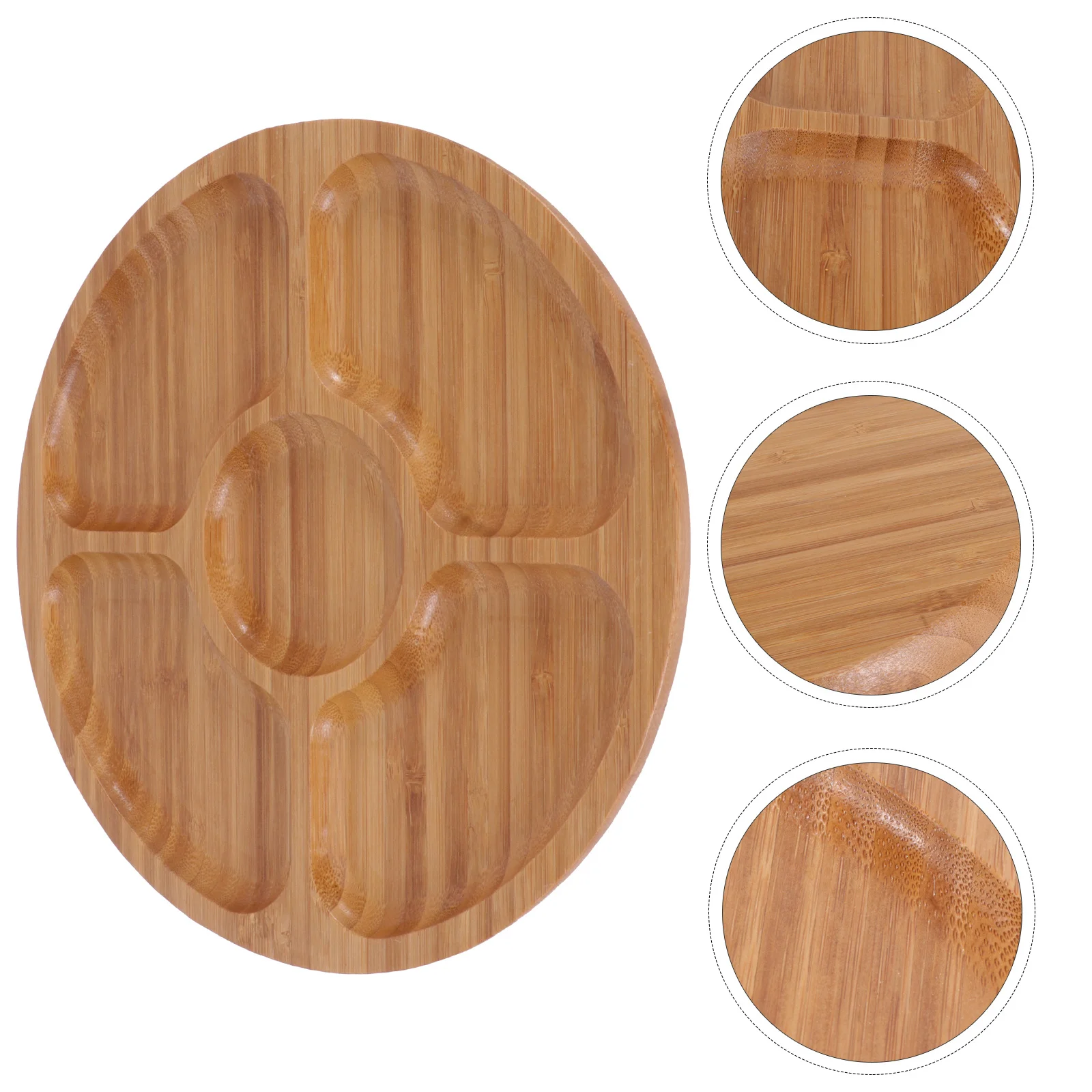 

1Pcs Bamboo Food Plate 5-Grid Multi-Section Dish for Salad Dessert Fruit Tableware Bamboo Dish