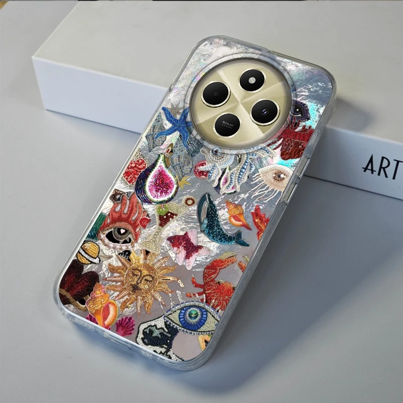 Retro Sun Planet Cocktail Fruit Women Phone Case For Xiaomi Poco X7 Pro X3pro X5 M6 X6 X3 NFC M5s M6 C61 Bumper Fundas Cover