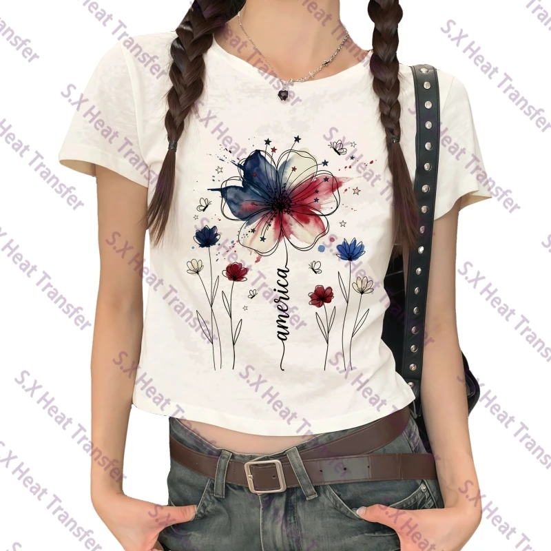 25cm Fashion Butterfly Daisy Dandelion Hot Stamping Sticker Personalized DIY Heat Transfer Sticker Ironing Operation Washable
