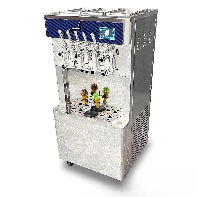Commercial ice cream machine with 5 flavors, can be used for cold drinks and ice cream, with fresh-keeping function ice c