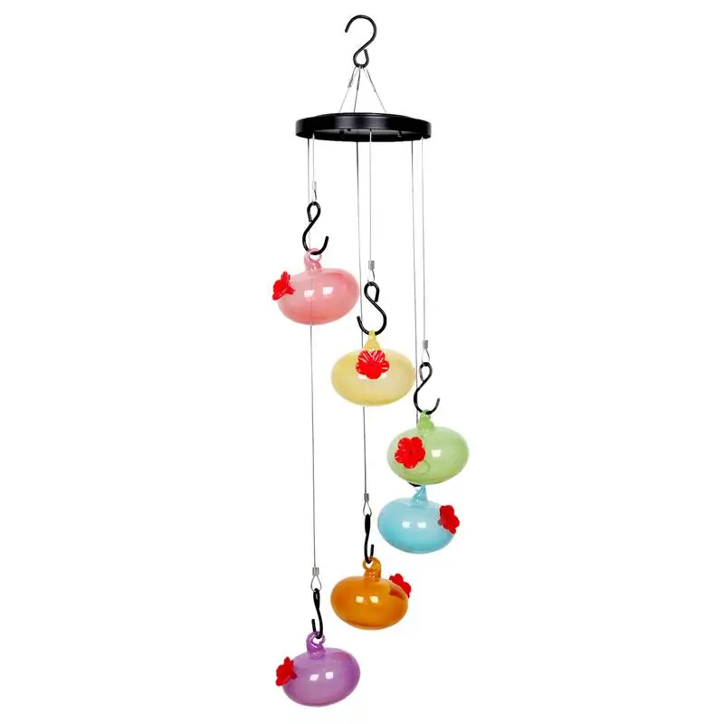 Windchime Hummingbird Feeder Bird Feeder For Viewing Hand Blown Glass Charming Hummingbird Feeders Garden Decor Outdoors Window