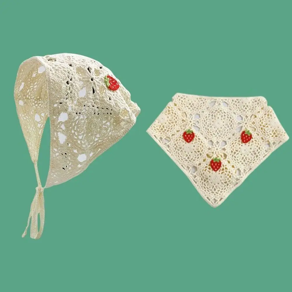 Fashion Cute Headscarf Japanese Retro Weaving Hollow Triangle Scarf Wide Knitting Headbands Women