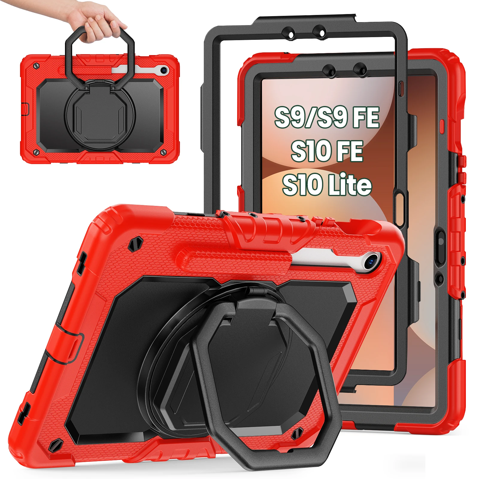 Funda con soporte giratorio resistente, Universal, para Samsung Tab S10 Lite S9 FE SM-X400 X406 X520 X526 X510 X516 X710 X716, funda con agarre