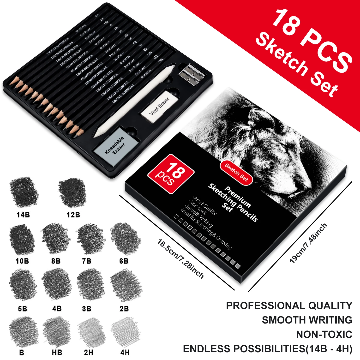 Sketching & Drawing Pencils 14-38pcs,Art Supplies Drawing pencil Kit,Graphite Charcoal Professional Pencils Set,Adults Artist