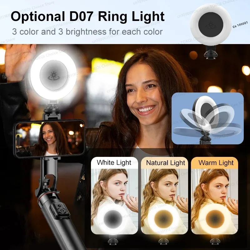 عصا سيلفي مغناطيسية مع حامل ثلاثي الأرجل لهواتف iPhone 12-16 Pro Max، حامل بطول 130 سم مزود بتقنية Magsafe ومشبك لهواتف أندرويد