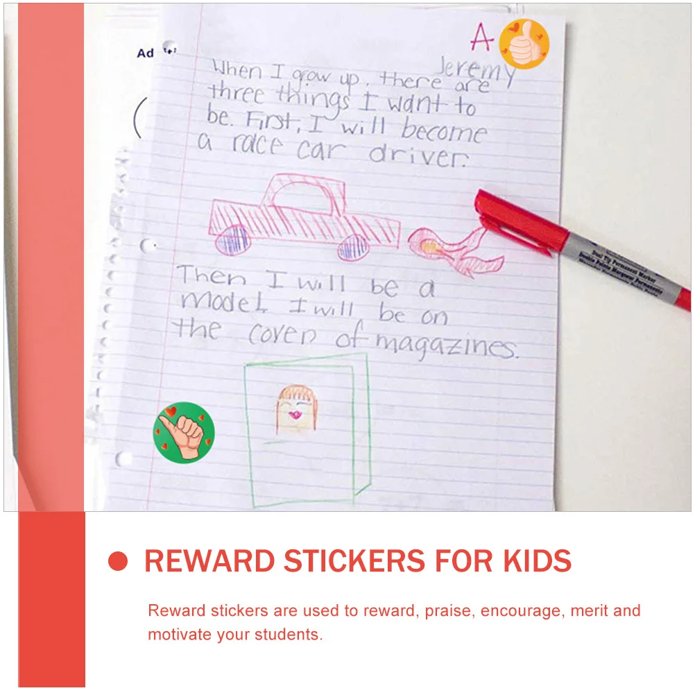 

6 Rolls Thumbs Up Reward Stickers Adhesive Incentive Stickers for Classroom Motivational Encouraging Decals