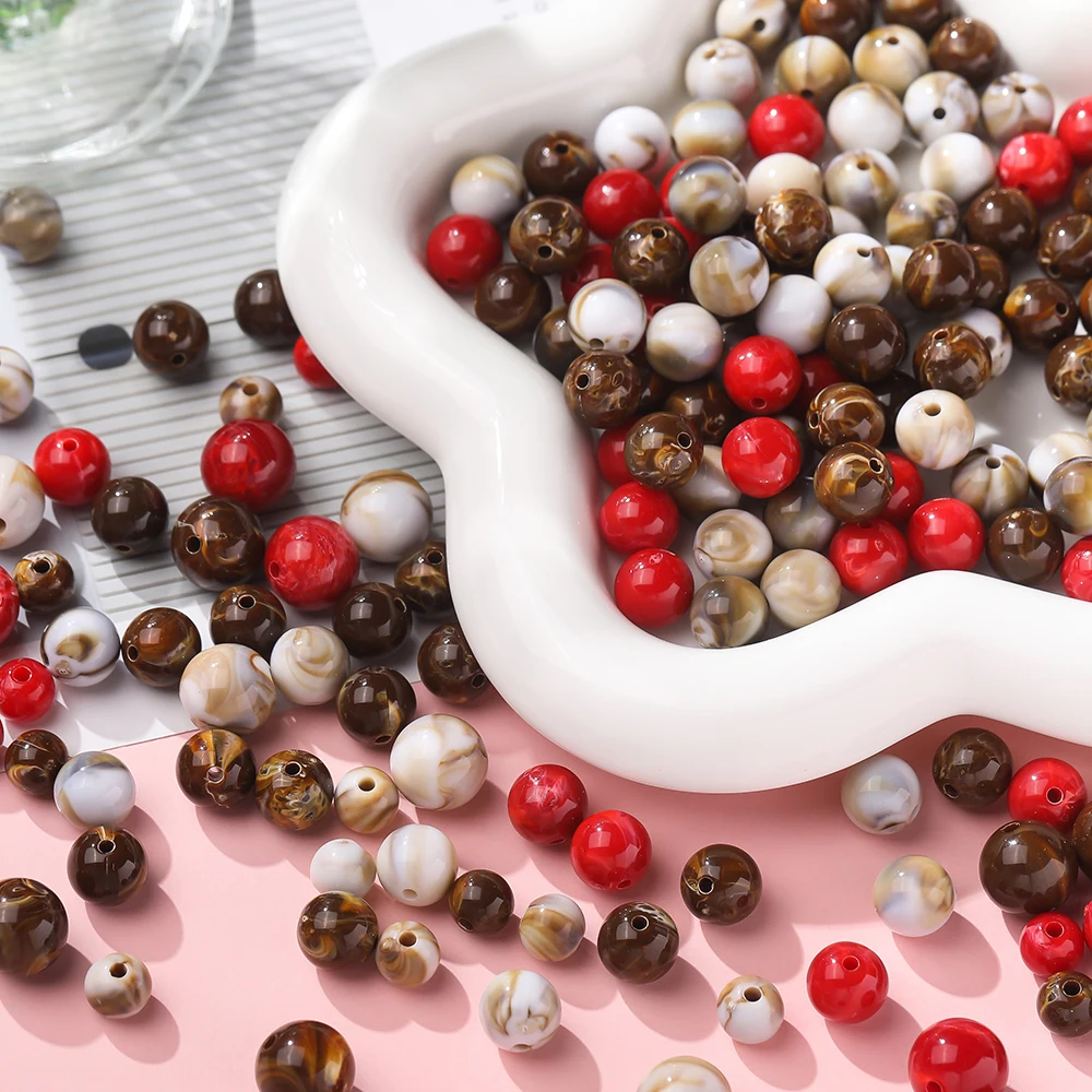 

30-100pcs 8/10/11.5mm Acrylic Double Color Round Bead Spacer Beads for DIY Necklaces Bracelets Gifts Jewelry Making Findings