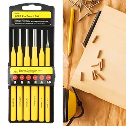 6Pcs Chisel Cone Punch Cylinder Center Set Hunting Remover Pin Punch Tools Kit Heavy Duty Steel Pistol Accessories Round Head Pi