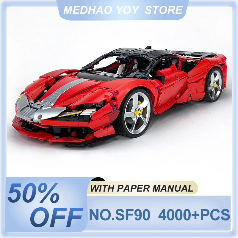 

MOC Technical Red SF90 SuperCar Custom Vehicle Model Building Blocks Brick DIY Toys Assembly Birthday Christmas Gifts For Kids