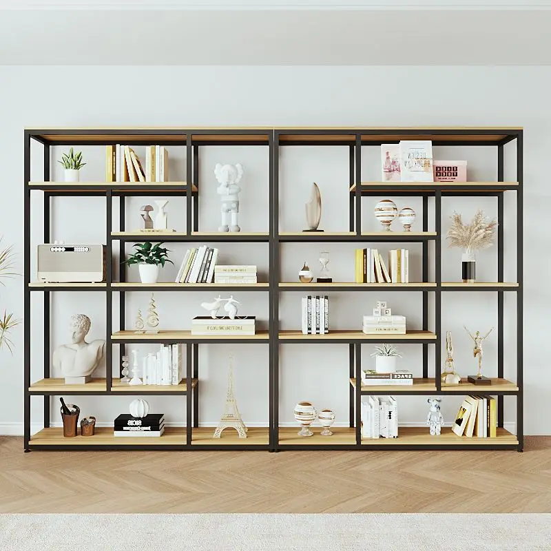 

Wrought iron bookshelf shelf floor-to-ceiling Nordic light luxury office entrance partition multi-layer display rack
