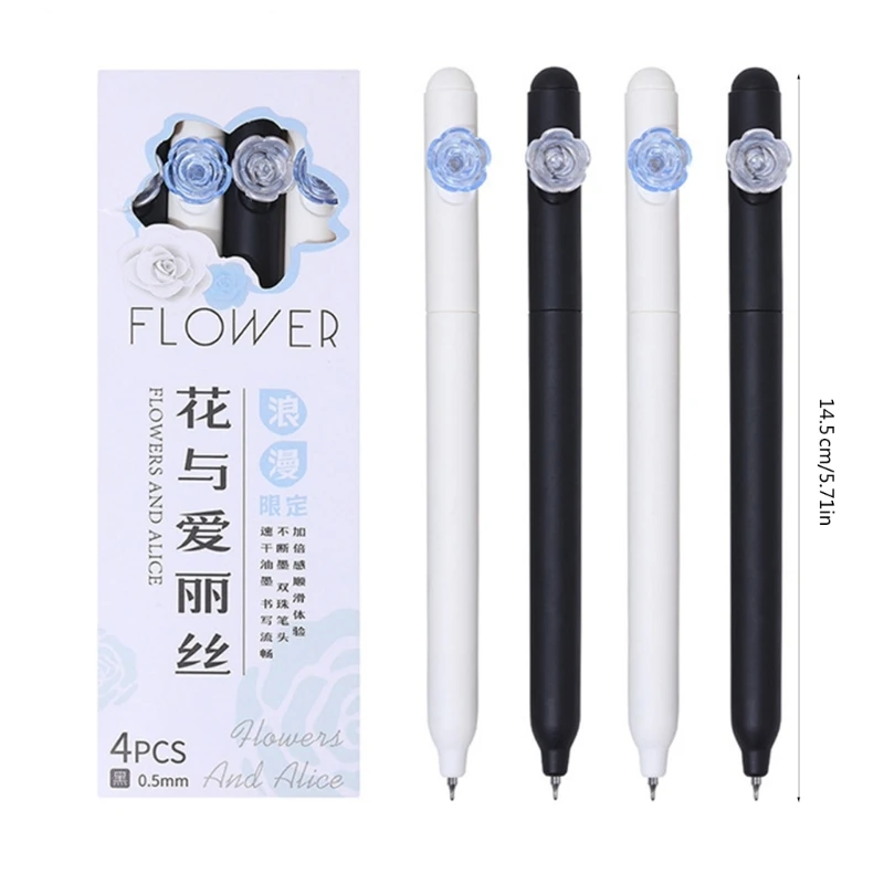 4x Bút Viết 0.5 Mm Bút Gel Xoay Trung Tính Bút Mực Đen Văn Phòng Phẩm Bút Trang Sức Giọt