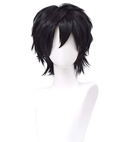 Black Wig Short Fashion Spiky Layered Anime Cosplay Wig Unisex Basic New Cosplayer Male Costume Wigs