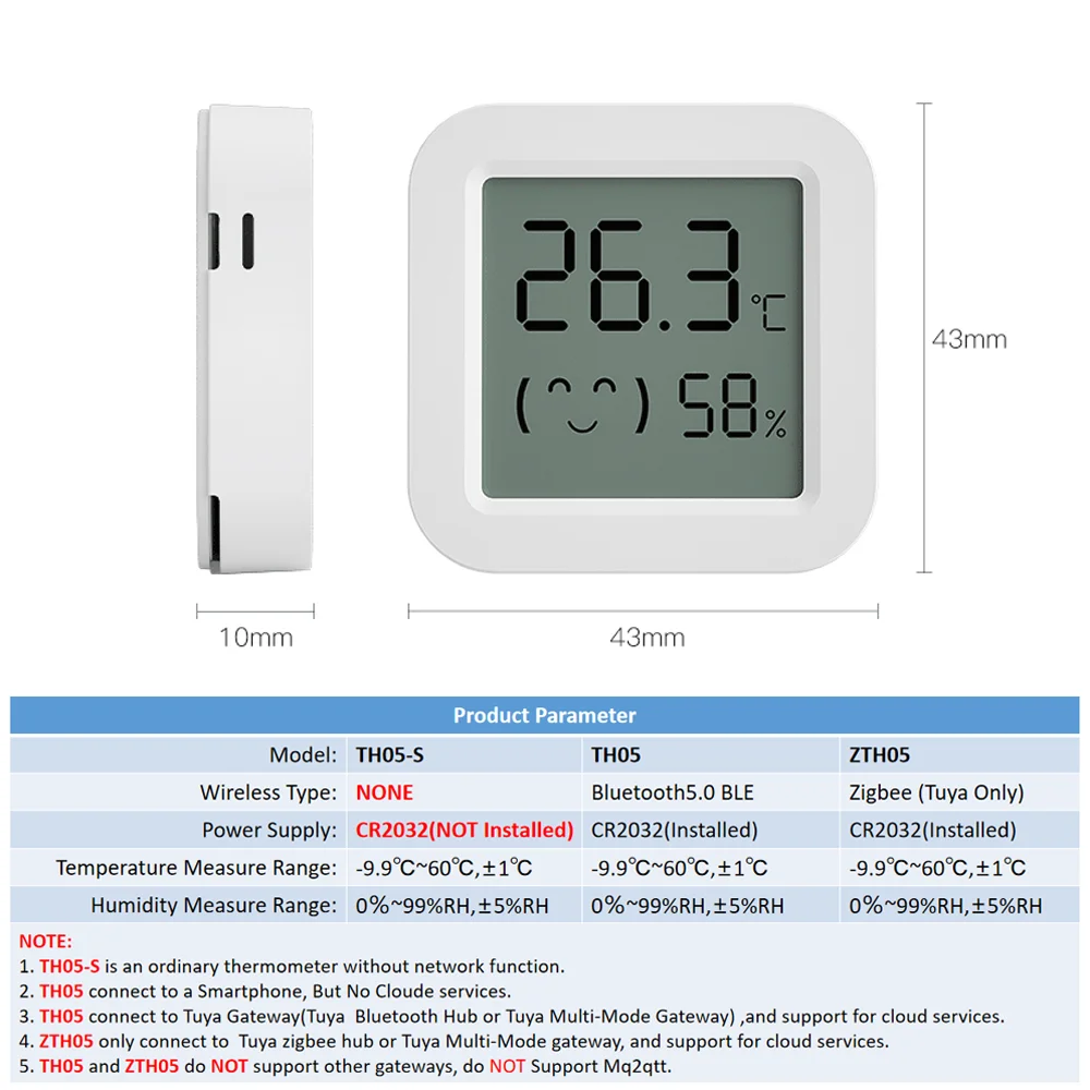 Tuya Thermometer Hygrometer Zigbee Temperature Humidity Sensor Mini LCD Digital Display Bluetooth-Compatible For Smart Home