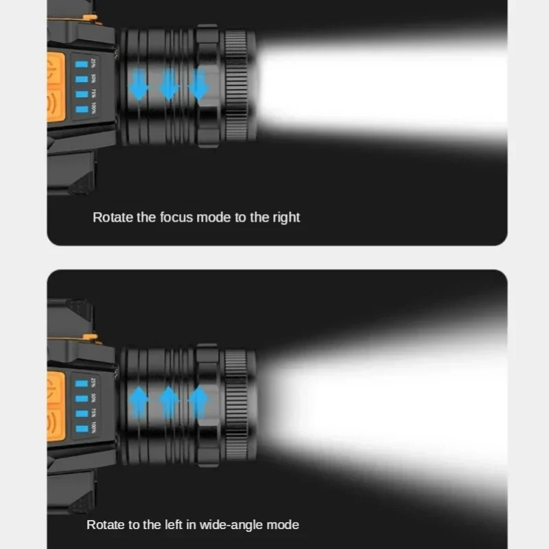 Светодиодный индукционный налобный фонарь высокой мощности 50 Вт с вращающимся зумом и встроенной батареей, USB перезаряжаемый налобный фонарик для кемпинга, рыбалки