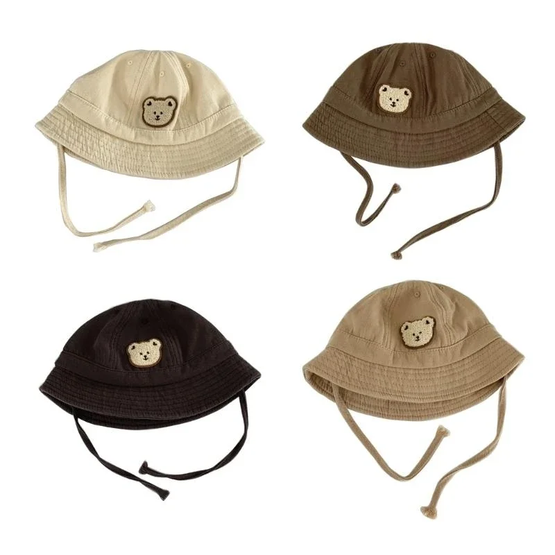 

J15U Basin Hat with Bear Pattern Children Cap Fashion Boys Girls Sun Bucket Hat