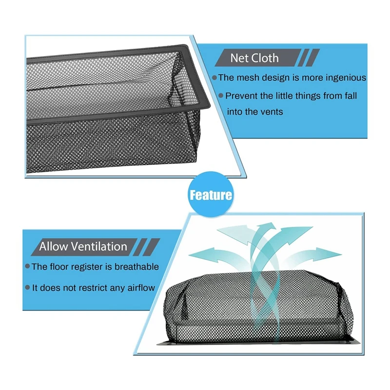 Floor Register Cover Trap, Floor Air Vent Mesh Cover Screen For Home Air Vent Filters 6-Packs Easy Install (4X12 Inch 6-Pieces)