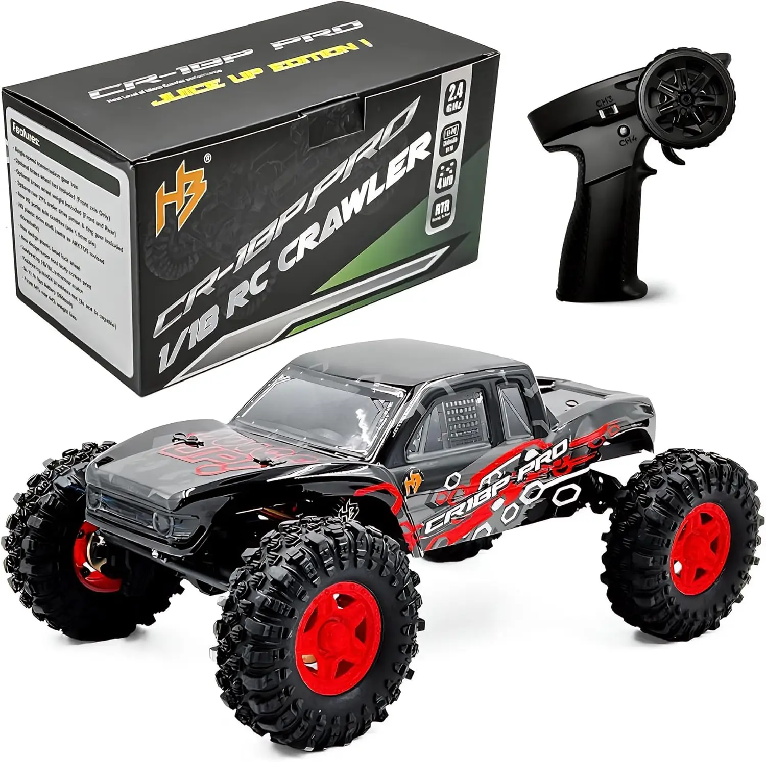 

Радиоуправляемый внедорожный краулер 1/18 RC Crawler Pro с бесщеточным двигателем, 4WD, для взрослых - красный