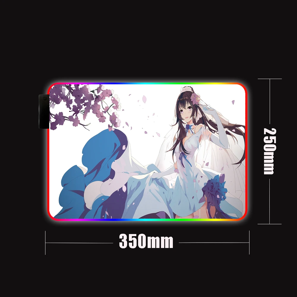 Sakura Hitomi Hana Married Mouse Pad RGB Laptop Large Mouse Pad  LED Light USB Mechanical Keyboard Gaming Accessories Desk Mats