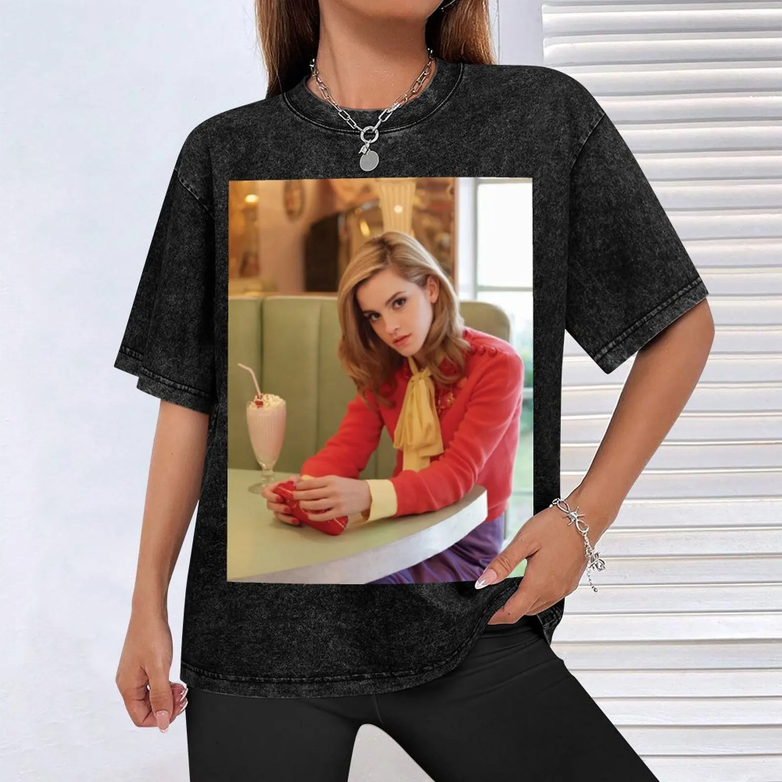 إيما واتسون ميلك شيك اللون تي شيرت مضحك تي شيرت رجل رجل تي شيرت الصيف تي شيرت #4