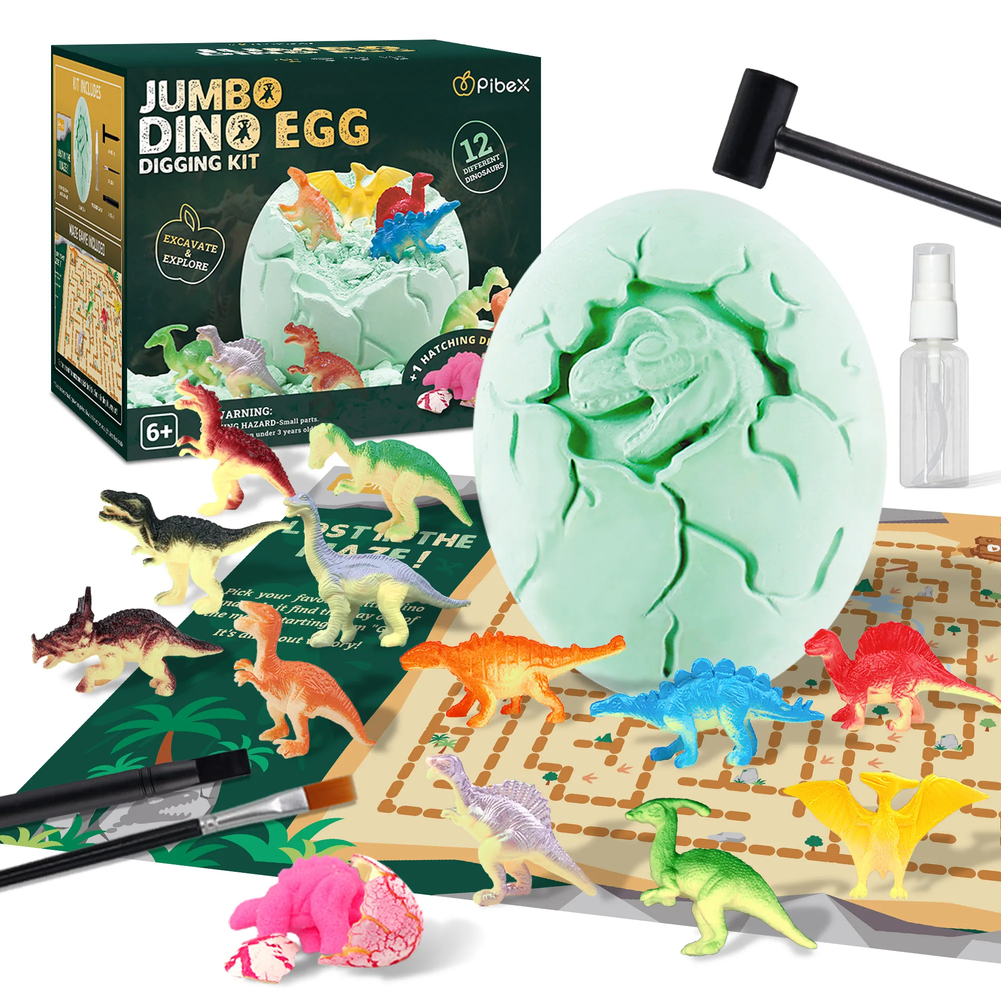 Kit penggali telur Dino Jumbo-Set penggalian telur dinosaurus-batang mainan eksperimen sains pendidikan untuk anak-anak-Kit Arkeologi