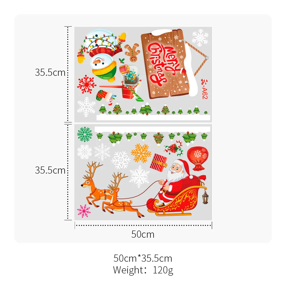 크리스마스 창문 데칼 휴일 정전기 부착 장식품 축제적인 상점 전면 스티커 탈부착 가능한 장면 장식 잔여물 없는 필름 겨울