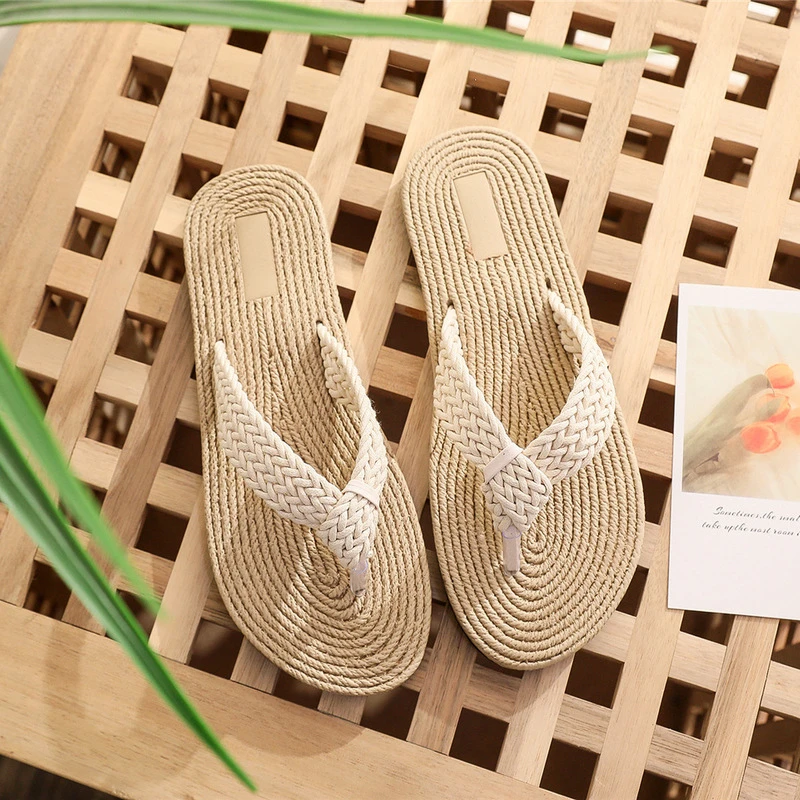 2022 Summer New Fashion Women\'s Flip Flops Fashion Espadrilles Beach Slippers Women Weave Flat Slides  Leisure Bohemia Style