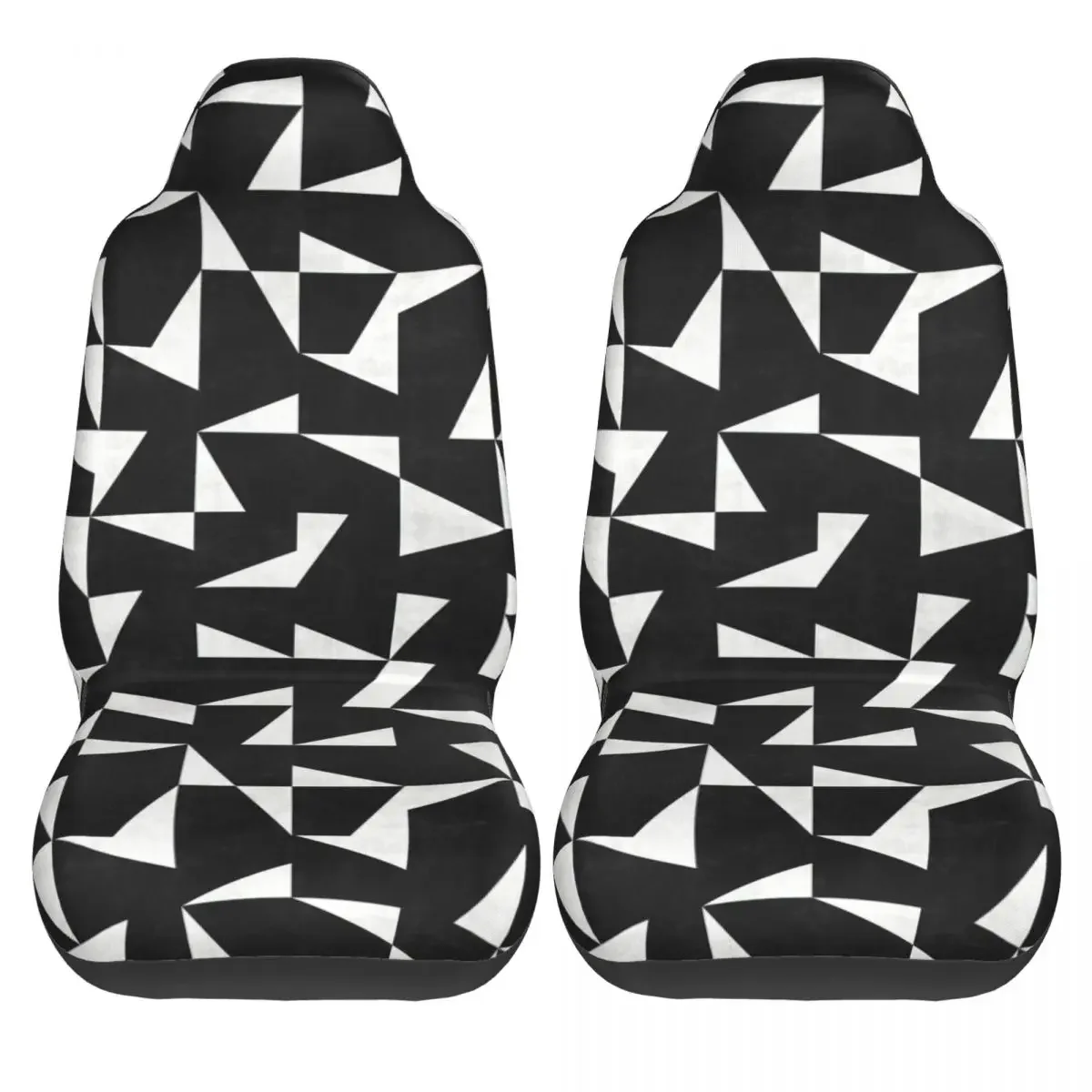 Mid-Century Modern - Black And White Concrete Car Seat Cover Custom Printing Universal Front Protector Accessories Cushion Set