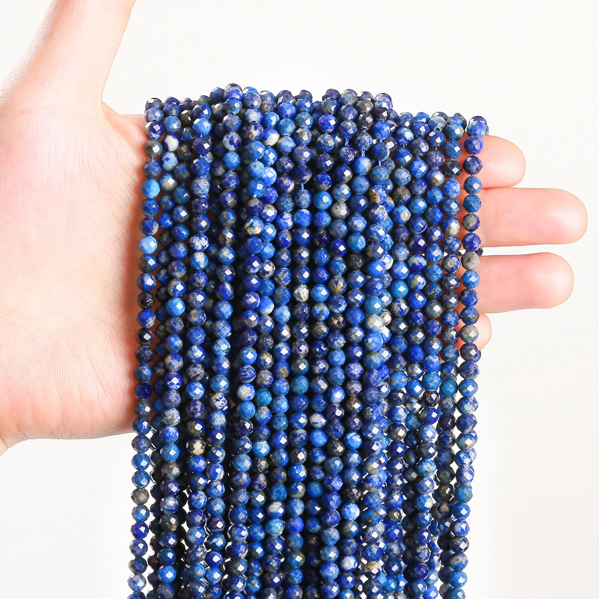 2 3 4 مللي متر الأوجه اللازورد الطبيعي الخرز فاصل فضفاض مستدير حبة صغيرة لصنع المجوهرات عقد دي اي واي سوار الإكسسوار 15" #6