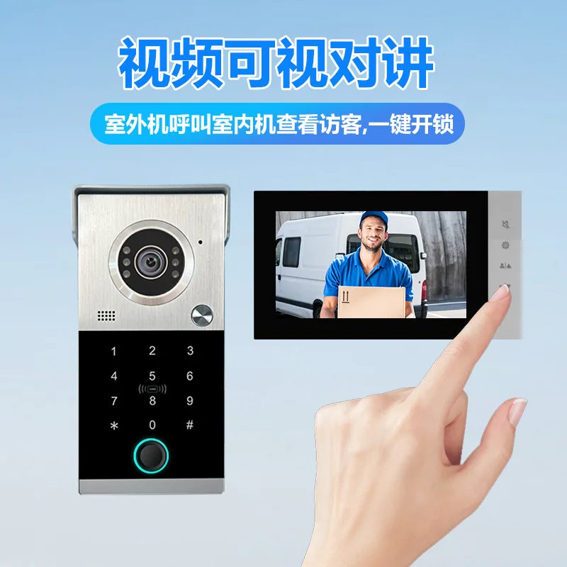 7 Inch Screen 2MP 1080P Rifd Access Control Wired Video Door Phone Password Intercom Doorbell Peephole Viewer