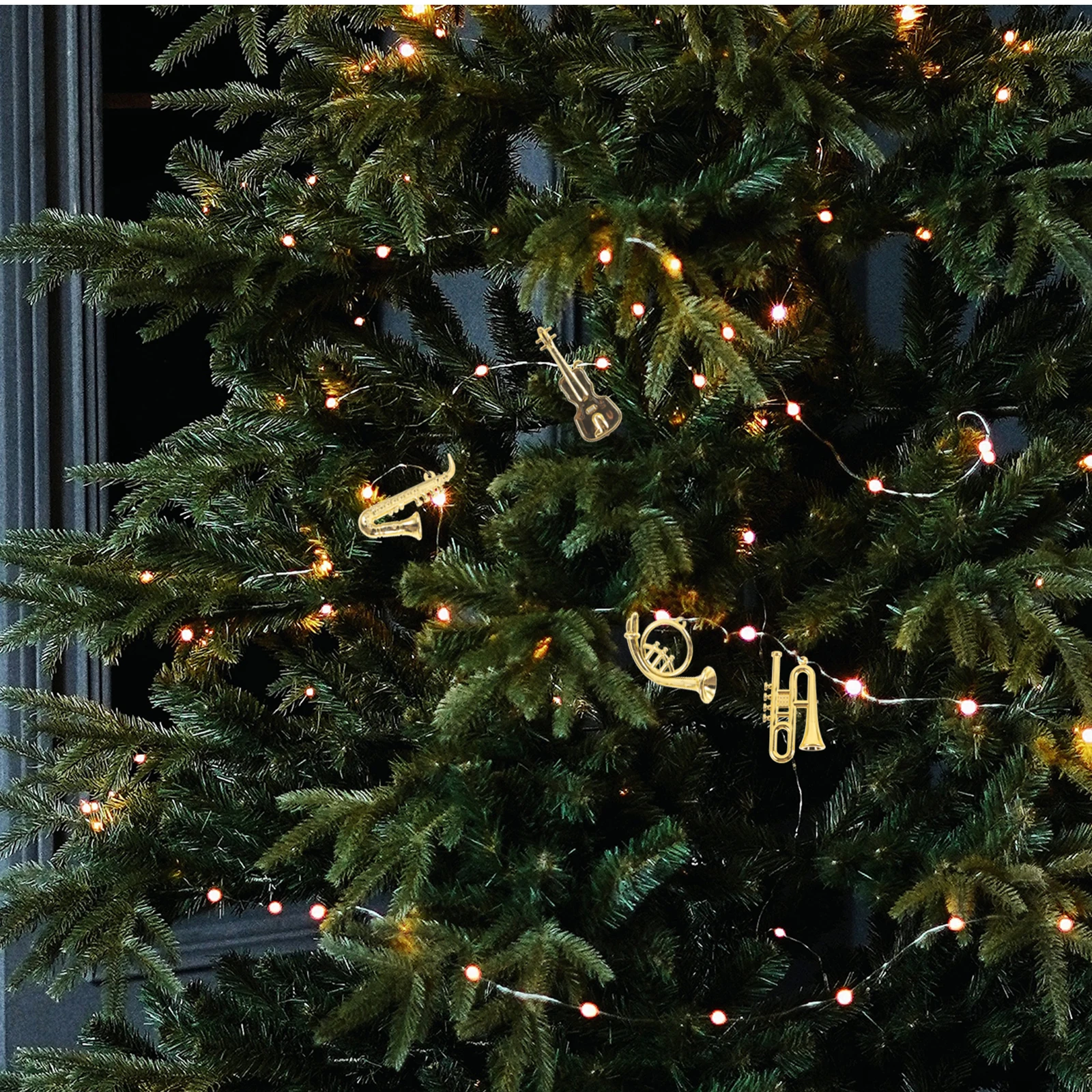 14pcs Christmas Tree Decoration Small Ornaments Music Instrument Mini Acrylic Instruments House Toys Xmas for Holiday