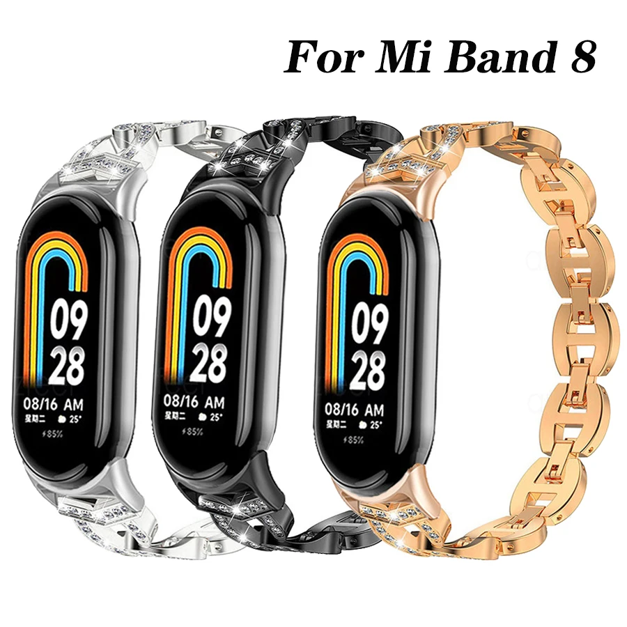 

Diamond Jewelry Strap for Mi Band 8 NFC Watch Band Correa for Xiaomi Mi Band 8 Metal Wristband Miband 8 Bracelet Accessories