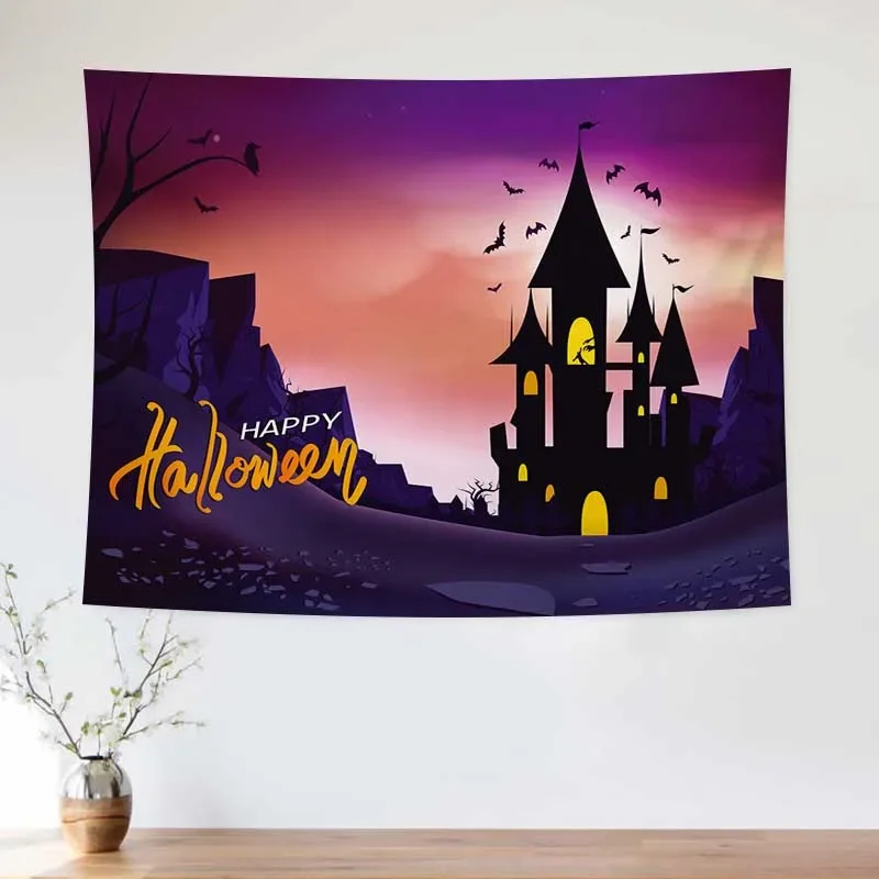 Halloween Terror Castle Pumpkin Pattern Tapestry Decoration Bedhead Background Fabric Bedroom Tapestry Wall Fabric